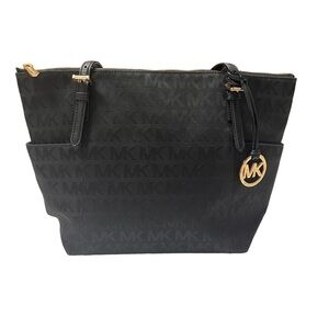 Michael Kors Black Signature Jet Set Tote Bag